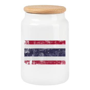 Flag Thailand Flag Grunge Retro Vintage - Cookie Jar with Wooden Lid - white - Front