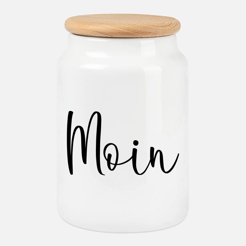 Moin sagen - Keksdose mit Holzdeckel - Weiß