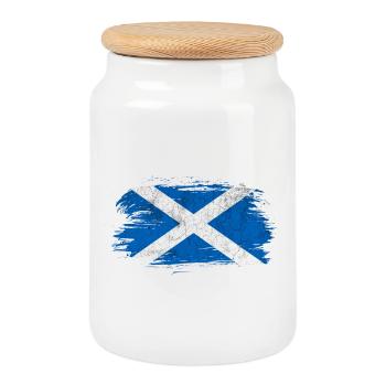 Scotland vintage flag - Cookie Jar with Wooden Lid - white - Front