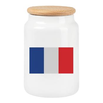 France - Boîte à biscuits avec couvercle en bois - blanc - Devant