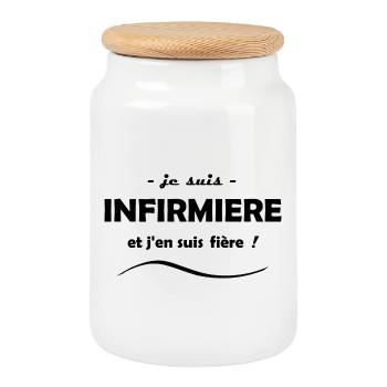 je suis infirmière - Boîte à biscuits avec couvercle en bois - blanc - Devant