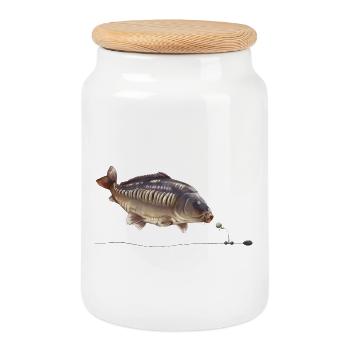 Conception du gréement de pêche Mirror Carp Chod - Boîte à biscuits avec couvercle en bois - blanc - Devant