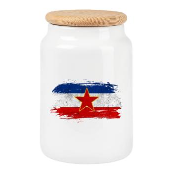 Drapeau vintage de la Yougoslavie - Boîte à biscuits avec couvercle en bois - blanc - Devant