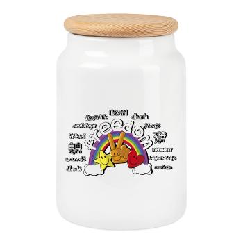 regenbogen - Keksdose mit Holzdeckel - Weiß - Vorne