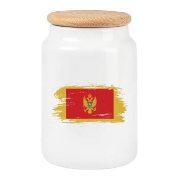 Montenegro Vintage Flagge - Keksdose mit Holzdeckel - Weiß - Vorne