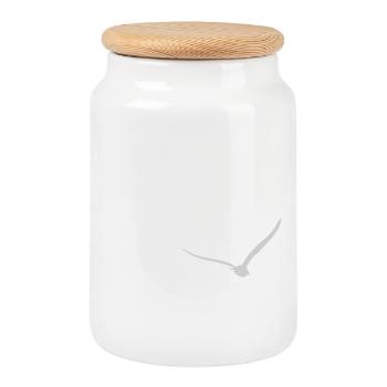 Trois mouettes | Mouette | Couleurs réglables - Boîte à biscuits avec couvercle en bois - blanc - Devant