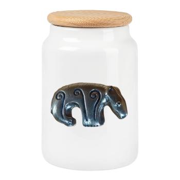 Kalevala silver bear - Cookie Jar with Wooden Lid - white - Front