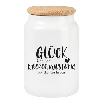 Kirchenvorstand Kirche Ehrenamt Bedanken Geschenk - Keksdose mit Holzdeckel - Weiß - Vorne