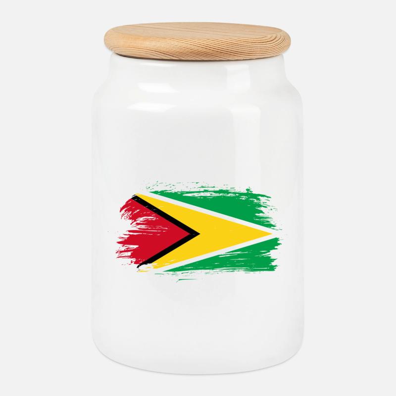 Guayana Flagge - Keksdose mit Holzdeckel - Weiß