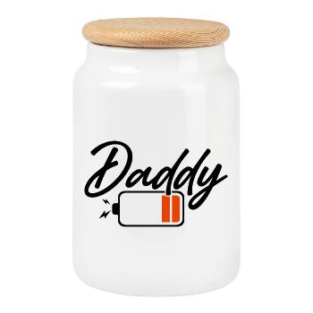 ID-Monogramm in fettem Orange - Keksdose mit Holzdeckel - Weiß - Vorne