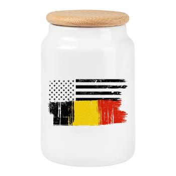 Jaune Rouge Pinceau Streak - Boîte à biscuits avec couvercle en bois - blanc - Devant