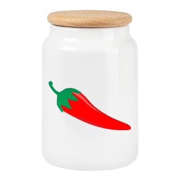 Funny Hot Chilli tshirt - Cookie Jar with Wooden Lid - white - Front