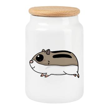 Rongeurs hamsters - Boîte à biscuits avec couvercle en bois - blanc - Devant