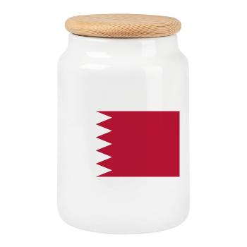 Qatar Flag Flag - Cookie Jar with Wooden Lid - white - Front