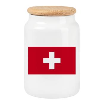 Drapeau suisse - Boîte à biscuits avec couvercle en bois - blanc - Devant