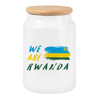 Wir sind Ruanda - Keksdose mit Holzdeckel - Weiß - Vorne