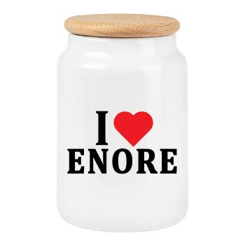 t-shirt I love Enore t shirt gift idea - Cookie Jar with Wooden Lid - white - Front