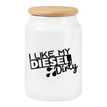 J’aime mon diesel sale - drôle de voiture diesel sale - Boîte à biscuits avec couvercle en bois - blanc - Devant
