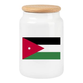 Jordan National Flag - Cookie Jar with Wooden Lid - white - Front