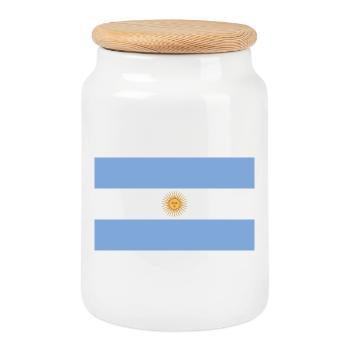 Argentina National Flag - Cookie Jar with Wooden Lid - white - Front