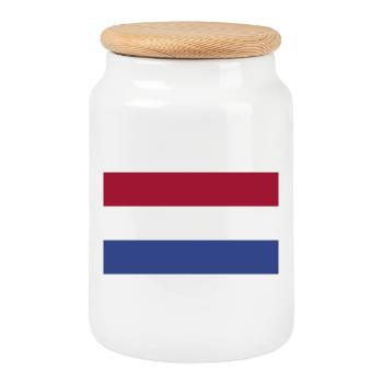 Drapeau national des Pays-Bas - Boîte à biscuits avec couvercle en bois - blanc - Devant