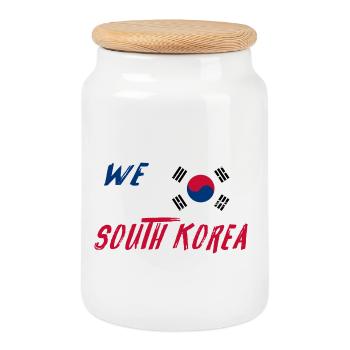We are South Korea - Cookie Jar with Wooden Lid - white - Front