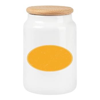 Ovaler Background schmutzig gold-gelb - Keksdose mit Holzdeckel - Weiß - Vorne