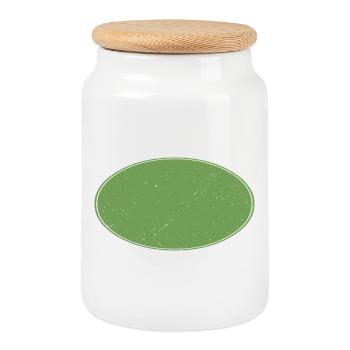 Fond ovale vert sale - Boîte à biscuits avec couvercle en bois - blanc - Devant