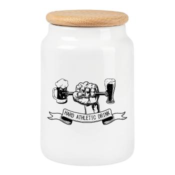 HARD ATHLETIC DRINK - Cookie Jar with Wooden Lid - white - Front