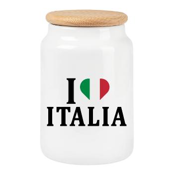 t-shirt I love Italy flag t-shirt gift - Cookie Jar with Wooden Lid - white - Front