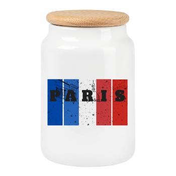 Éclaboussures de Paris - Boîte à biscuits avec couvercle en bois - blanc - Devant
