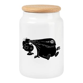 Black monster energy vacuum cleaner - Cookie Jar with Wooden Lid - white - Front