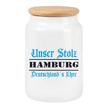 Hamburg , Tradition , Stolz und Ehre (25) - Keksdose mit Holzdeckel - Weiß - Vorne