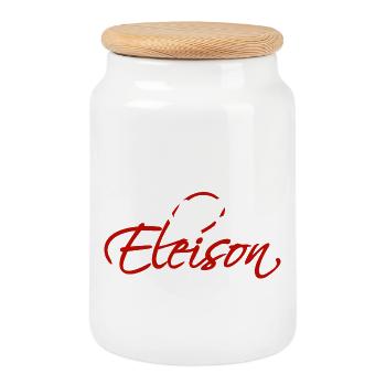 Kyrie Eleison (dark) - Cookie Jar with Wooden Lid - white - Front