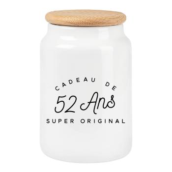 Cadeau 52 ans  - Boîte à biscuits avec couvercle en bois - blanc - Devant