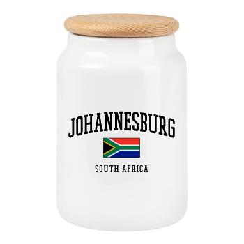 Drapeau de Johannesburg Conception des villes en Afrique du Sud - Boîte à biscuits avec couvercle en bois - blanc - Devant