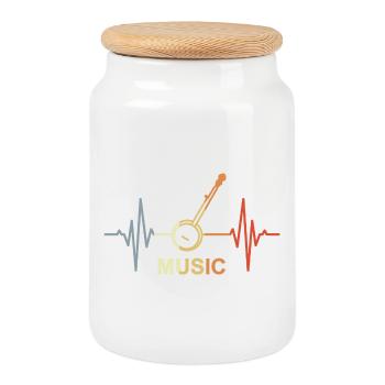 Music Heart palpitations - Cookie Jar with Wooden Lid - white - Front