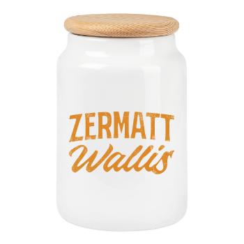 Lettrage valaisan de Zermatt dans un style vintage - Boîte à biscuits avec couvercle en bois - blanc - Devant