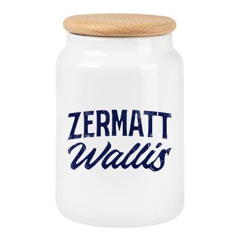 Zermatt Wallis Alpine Script - Keksdose mit Holzdeckel - Weiß - Vorne
