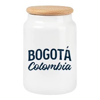 Bogotá Colombia Vintage Lettering - Cookie Jar with Wooden Lid - white - Front