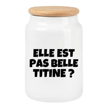 permis de conduire, voiture, conducteur, TITINE - Boîte à biscuits avec couvercle en bois - blanc - Devant