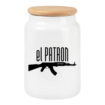 El Patron – The Chef Look - Cookie Jar with Wooden Lid - white - Front