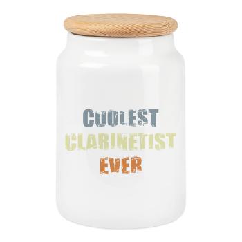 Le clarinettiste le plus cool - Boîte à biscuits avec couvercle en bois - blanc - Devant