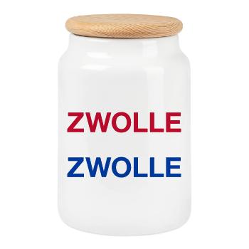 ZWOLLE Pays-Bas Drapeau des Pays-Bas - Boîte à biscuits avec couvercle en bois - blanc - Devant