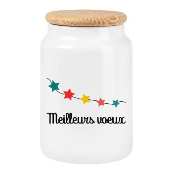 BONNE ANNEE. SAINT SYLVESTRE. NOUVELLE ANNÉE. NOËL - Boîte à biscuits avec couvercle en bois - blanc - Devant