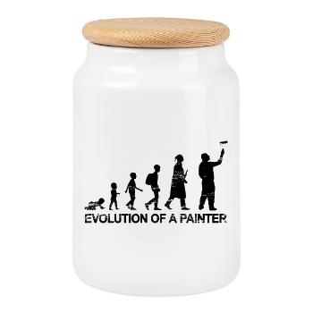 Development of a painter - Cookie Jar with Wooden Lid - white - Front