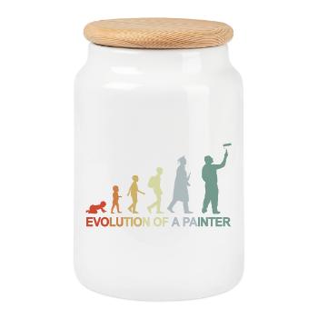 Painter Varnisher Evolution - Cookie Jar with Wooden Lid - white - Front
