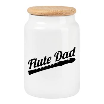 Père joueur de flûte - Boîte à biscuits avec couvercle en bois - blanc - Devant
