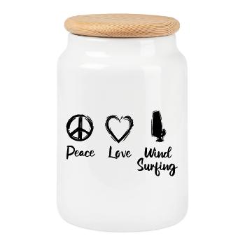 Windsurfing Motivation - Cookie Jar with Wooden Lid - white - Front