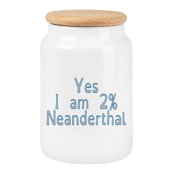 Yes I am 2% Neanderthal - Cookie Jar with Wooden Lid - white - Front